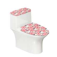 Toilet Lid Covers Heart-Shaped Cow Pattern 2 Piece Set Fits All Toilet Shapes for Modern Bathrooms Elastic Edge Toilet Lid Cover Set