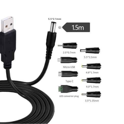 Καλώδιο φόρτισης USB σε DC, καλώδιο τροφοδοσίας DC γενικής χρήσης με ρυθμιζόμενους 1