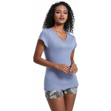 Pigiama Donna Completo Maglietta Maniche Corte Pantaloncini Blu Grigio XL — abbigliamento notte donna