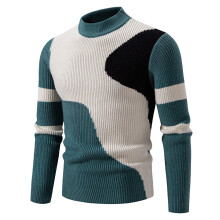 Men's Solid Round-Neck Knitted Sweater Long Sleeve