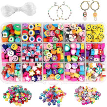 300pcs Fruit Smiley Handmade Polymer Clay Beads 15 Flower Alphabet Beads Soft Beads