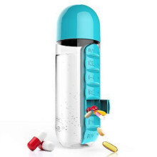 (Blue) Outdoor Water Cup Medicine Bottle Two-in-one Water Cup