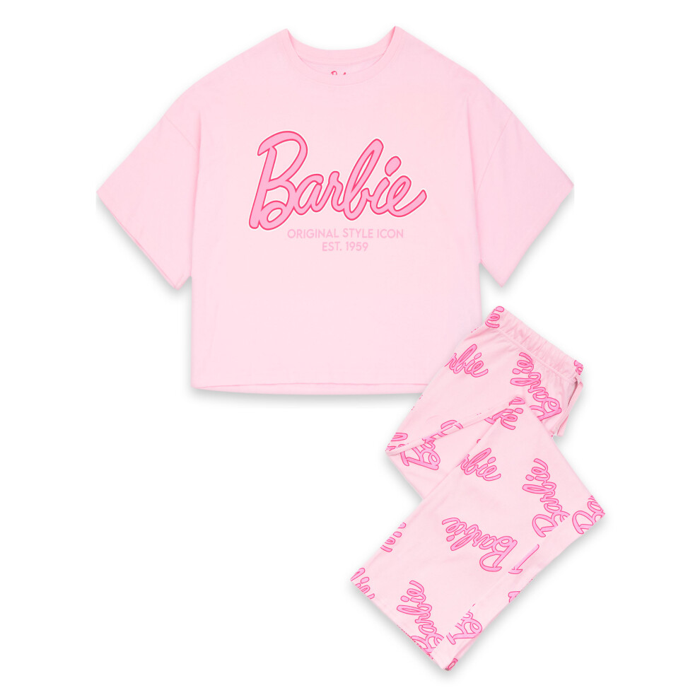 Barbie (Small) Short Sleeve Long Leg Pyjama Set (Womens Pink)