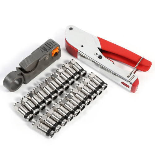 RG59RG6Compatible Coaxial Cable Compression Tool Crimping Tool Wire Stripping Pliers Adjustable Depth Stripping Cable Stripper Tool High Impact 2