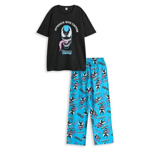 Marvel (Small) Marvel Short Sleeve Long Leg Pyjama Set (Mens Black)