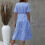 Αέρινα Φορέματα για Γυναικεία Casual Swing Plaid Midi Ψηλόμεσο Κοντό Μανίκι σε Γραμμή Α Gingham 4