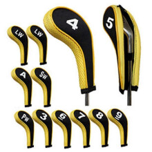 (White) 12 Pcs Golf Club Head Iron Covers Zippered Neoprene Protective Portable Durable Tool