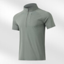 (Grey Green,L)Polo Shirt Men Women Ice Silk Stretchable Cooling Tshirt For Jogging And Sports