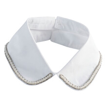 Women False Lapel Collar Luxurious Pearls Spread False-White