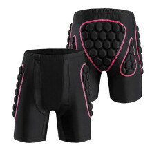 (M, Pink) Men's Hip Butt Protection Padded Shorts Armor Hip Protection Shorts Pad for Snowboarding Skating Ski