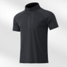 (Black,L)Polo Shirt Men Women Ice Silk Stretchable Cooling Tshirt For Jogging And Sports