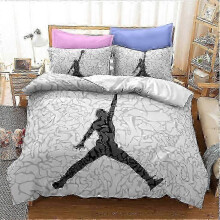 (Single 135x200cm, ZX18) Anime series 3D digital printing basketball series down and brushed bedding three-piece set