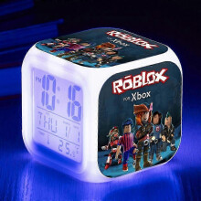 (D) Roblox Print Digital Alarm Clock 7 Color Changing Game Night Light Led Display Bedside Clock Home Decor Kids Toy Gifts