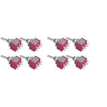 8Pcs AC 250V 2A 120V 5A 6 Pin Terminals /Off/ DPDT Toggle Switches
