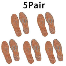 (42, Brown-5Pair) Real Cowhide Insole Leather Shoes Boots Shoe Inserts Soft Breathable Deodorant Anti-slip Template Shock Absorbing Insoles Sole