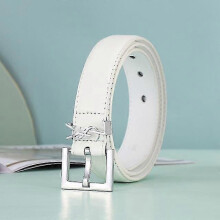 (105cm) Leather Letter Belts Smooth Buckle Women Belt All-match Ladies Casual Belts Women Fashion Simple Chic Belts