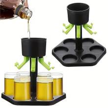 1 Set Liquor Dispenser 6 Shot Automatic Glass Wine Whisky Beer Dispenser Holder Drinking Party Bar Wine Separator Glasse
