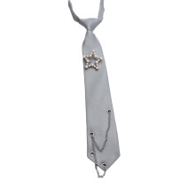 Jk Uniform Punk Tie Metal Chain Pearls Collar Japan Jk-Gray