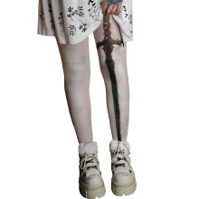 Womens Pantyhose for Uniform Music Festivals Swords Print Gothic