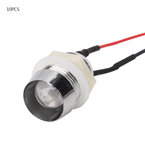 Χάντρες λαμπτήρων LED σε σειρά 10mm 24V με μεταλλική βάση ένδειξης, προκαλωδιωμένες με