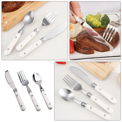 Stainless Steel Children Tableware Set 3 Pieces White 1