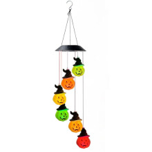 Halloween Pumpkin Solar Wind Chimes Pumpkin Solar Lights Wind Chimes Waterproof Hanging Pumpkin String Lights for Decor