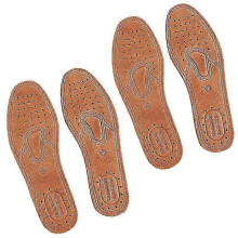 (43, Brown-2Pair) Real Cowhide Insole Leather Shoes Boots Shoe Inserts Soft Breathable Deodorant Anti-slip Template Shock Absorbing Insoles Sole