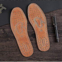 (40, Brown) Real Cowhide Insole Leather Shoes Boots Shoe Inserts Soft Breathable Deodorant Anti-slip Template Shock Absorbing Insoles Sole