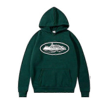 (S, Aw93 Dark Green White Label) Fashion  Corteiz Devil Island Printed Hooded High Street Men's Trendy Hoodie
