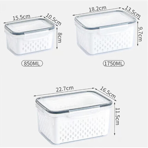Cesta de plástico transparente para frutas con tapa y doble capa. 1