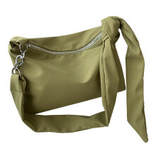 Bolso bandolera de nailon ligero con doble cremallera, impermeable y duradero, unisex, con forma de media luna y diseño de múltiples bolsillos,