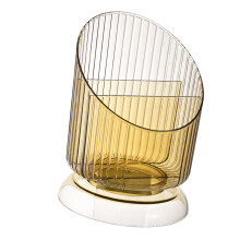 Holder til makeupbørster i vintage-stil, elegant multifunktionel organizer, gennemsigtig makeupopbevaring til badeværelse, soveværelse (3 åbne
