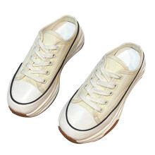 Zapatillas de lona antideslizantes para mujer, suela de plataforma gruesa con plataforma elevada, zapatillas de lona con cordones con diseño de