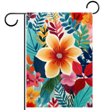 Gartenflagge mit abstraktem, farbenfrohem Blumenmuster im Landhausstil, 28 x 40 Zoll, vertikal, doppelseitig, Dekoration für Garten, Terrasse oder