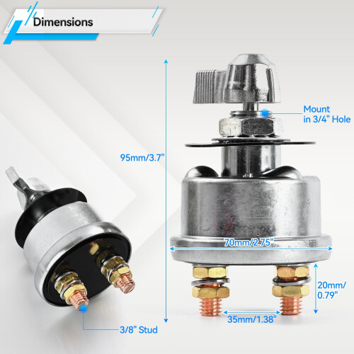 Battery Quick Disconnect Switch Heavy Duty 300A 12V 24V 2