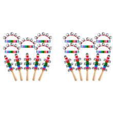 20 St Handklockor RegnbåGshandtag Slädklockor HandhåLlning Träklockor Jingle Stick Shaker Rattle Musikinstrument Skola