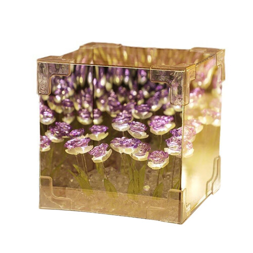 Νυχτερινό φωτιστικό LED Rose Cube – Επιτραπέζιο φωτιστικό για υπνοδωμάτιο,