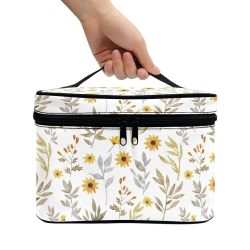 Handle Space-Efficient Makeup Beauty Bag Storage Pockets Makeup Brush Bag Chrysanthemum 1