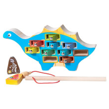 (15cm, Dinosaur) Magnetic Wooden Fishing Game Learning Preschool for Kids Children Boys Girls Dinosaur