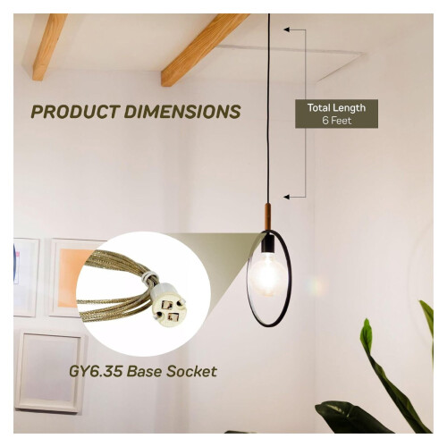 287COXLVN FreeJack Pendant Socket,, Low Voltage, 50W Lamp Max with 12V System, Includes 6' Field-Cuttable Wire (1 Pack) 1