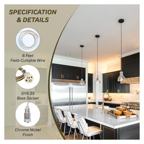 287COXLVN FreeJack Pendant Socket,, Low Voltage, 50W Lamp Max with 12V System, Includes 6' Field-Cuttable Wire (1 Pack) 2