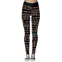(S, B) Women Christmas Leggings The Grinch Snowflake Printed Pants