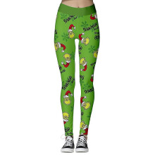 (S, A) Women Christmas Leggings The Grinch Snowflake Printed Pants
