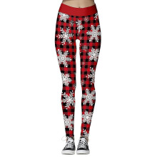 (XL, D) Women Christmas Leggings The Grinch Snowflake Printed Pants