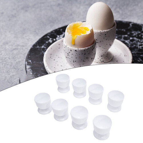 8 Pcs Egg Holder,Breakfast Boiled Egg Cup Holders,Household Kitchen Eggs Holding Cups Tabletop Refrigerator Egg Tray Container Storage Holders,White 1