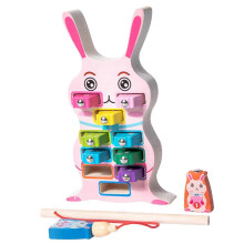 (15cm, Rabbit) Magnetic Wooden Fishing Game Learning Preschool for Kids Children Boys Girls Dinosaur