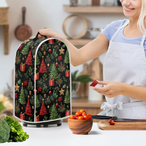 Christmas Tree Gift Patterns Food Processor Cover with Hand Strap There is only one dust cover Polyester 2