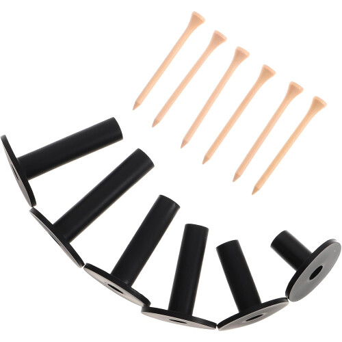 Set van 6 rubberen golftees met spijkers, hoogte 35-83 mm, voor driving range simulator training