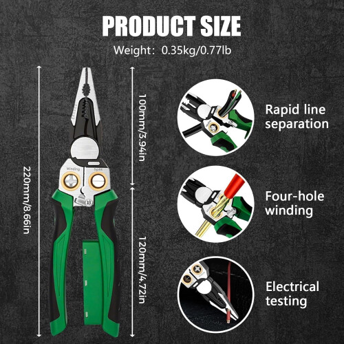 8-in-1 Wire Stripper with Voltage Tester, Multi-Function Electric Tool for Cutting, Twisting, Pulling Cables – Compatible with Standard Wires 1