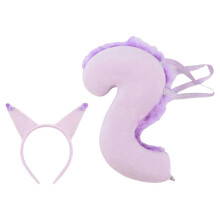 (Purple) Squirrel Ear Headband with Tail Animal Squirrel Costume Squirrel Ears & Tail Kit for Halloween Party Fancy Dress Cosplay White